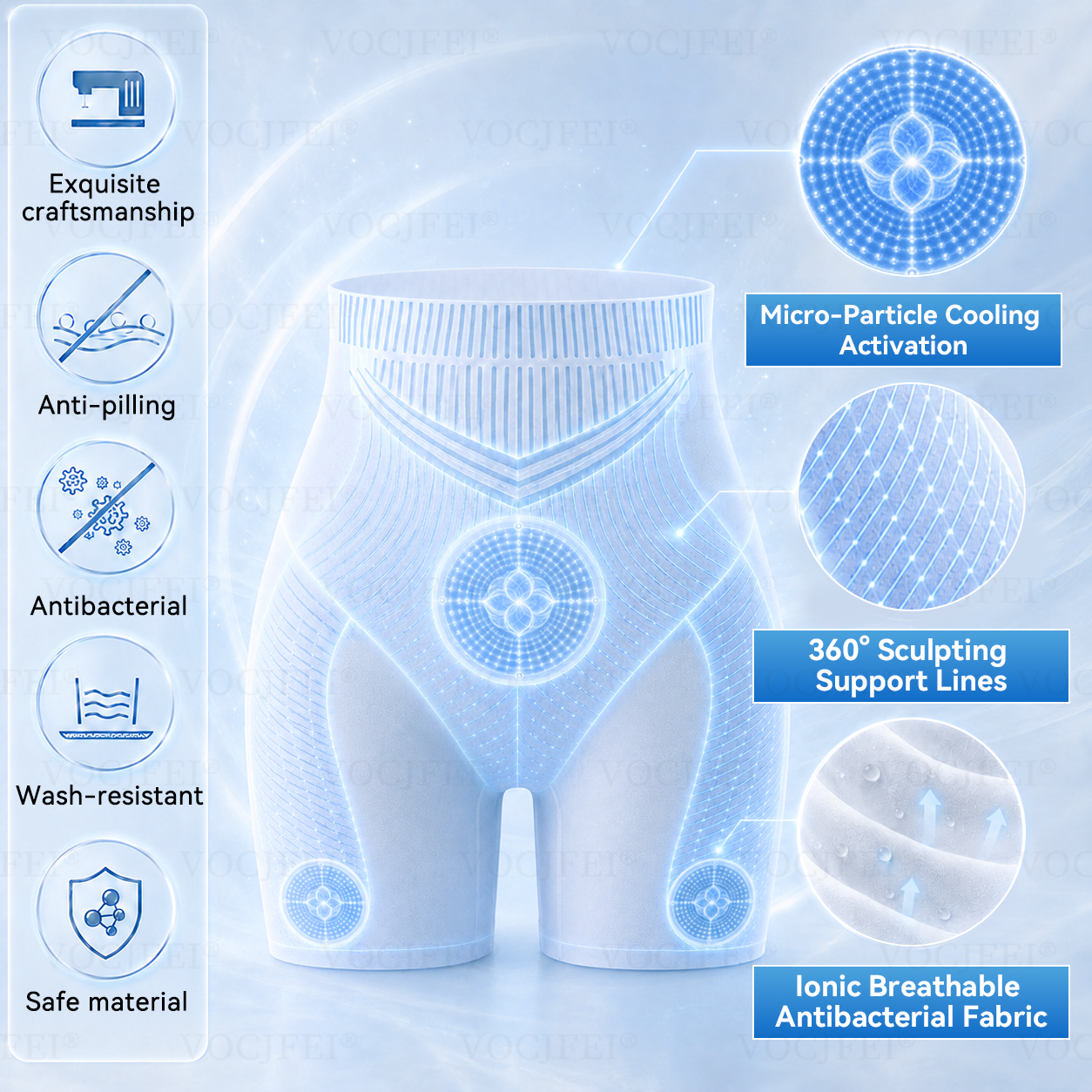 𝐕𝐎𝐂𝐉𝐅𝐄𝐈® 🧢 𝟐𝟎𝟐𝟔 Tragbare AC: 6-in-1 Berberin-Mikroperlen Kühl- & Schlankheits-Shaping-Shorts (-5°C Sofort-Effekt)