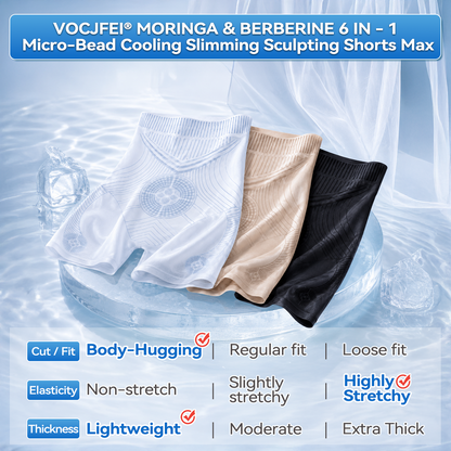 𝐕𝐎𝐂𝐉𝐅𝐄𝐈® 🧢 𝟐𝟎𝟐𝟔 Tragbare AC: 6-in-1 Berberin-Mikroperlen Kühl- & Schlankheits-Shaping-Shorts (-5°C Sofort-Effekt)