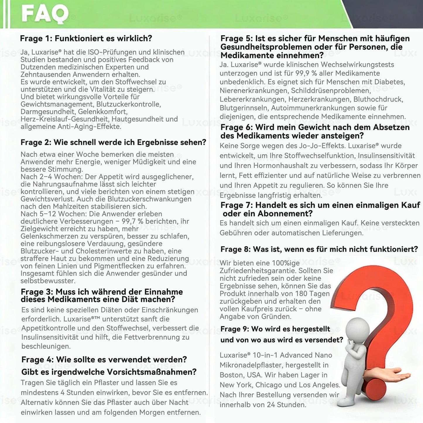 Nur noch 10 Boxen verfügbar! Extra 40 % Rabatt! Luxarise® ist ärztlich getestet & bewährt – 4–7 Boxen reichen für einen gesunden Körper und langanhaltende Ergebnisse. Wenn weg, dann erst wieder nächstes Jahr!
